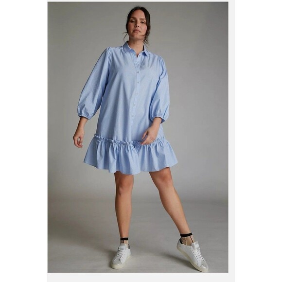 Maeve Anthropologie Sally Tunic Dress Women’s S Blue Striped Coastal Preppy - Picture 2 of 9